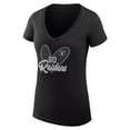 thumbnail image 2 of Women's G-III 4Her by Carl Banks Black Las Vegas Raiders Super-Slim Fit Lightweight Leopard Heart V-Neck T-Shirt, 2 of 3