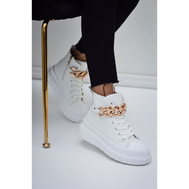 Tenis Sneakers tipo botita Casual para Mujer Hanna MX South White