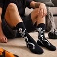 thumbnail image 5 of Voska Unisex Halloween Skeleton Cartoon Mid Calf Socks Breathable Ribbed Comfortable Fall Daily Socks, 5 of 7