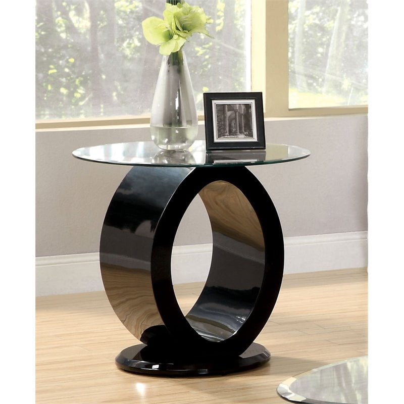 Round Black Glass End Tables 60, Black Round End Table With Glass Top