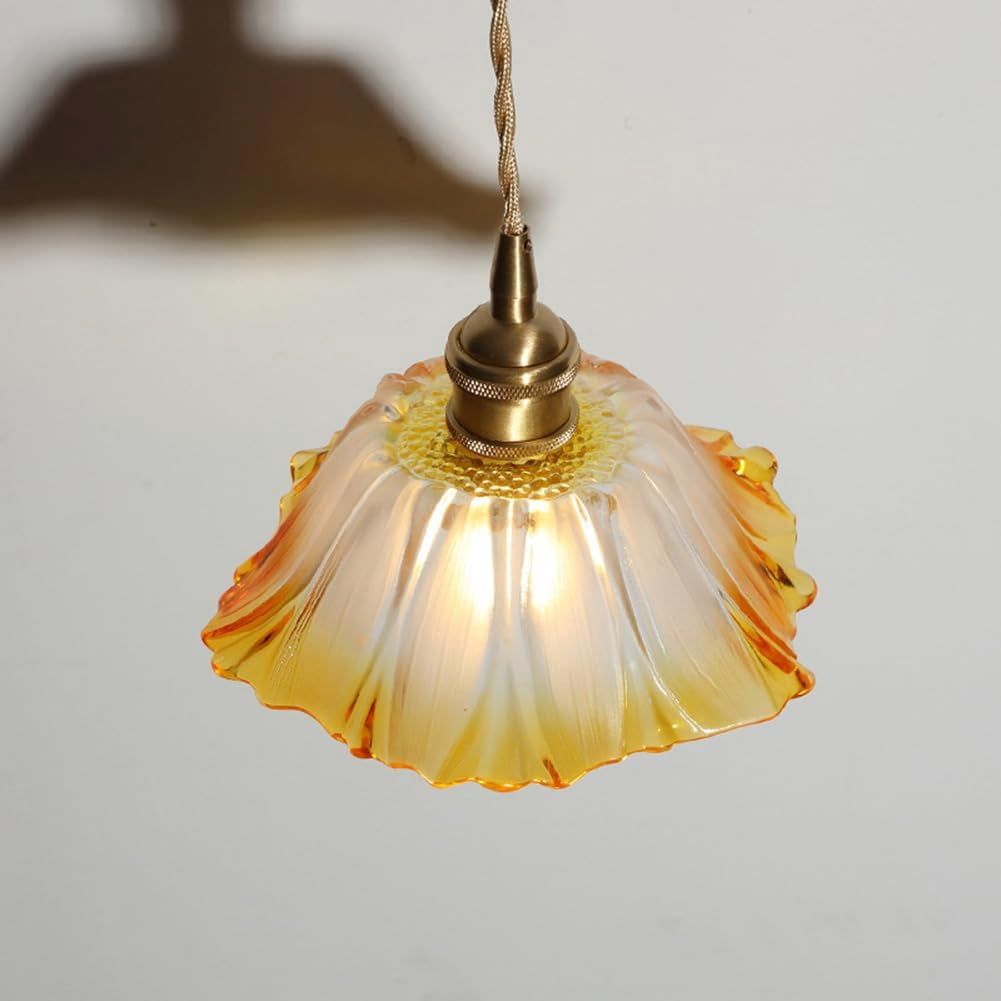 Farmhouse Glass Pendant Light for Over Island, Flower Shape Pendant Lamp for Dining Room, Vintage Rustic Pendant Light Fixture, American Simple Pendant Light Fixture