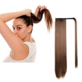 thumbnail image 2 of 24 inch Ponytail Extension Long Straight Wrap Around Clip in Synthetic Fiber Hair for Women - Dark Brown mix Strawberry Blonde Unevenly, 2 of 4