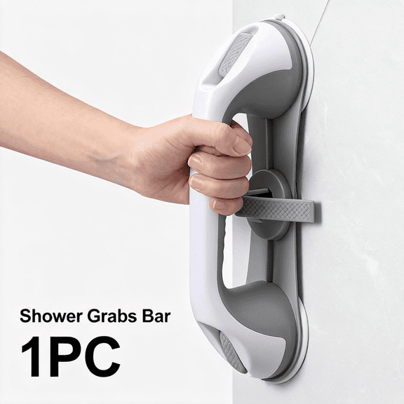 Suction Cup Safety Bar for Shower - Heavy Duty Grab Handle with Anti-Slip Texture and Secure Lock, 240lb Capacity Assist Rail for Bathtub, Bathroom - Ideal for Elderly, Seniors, Disabled