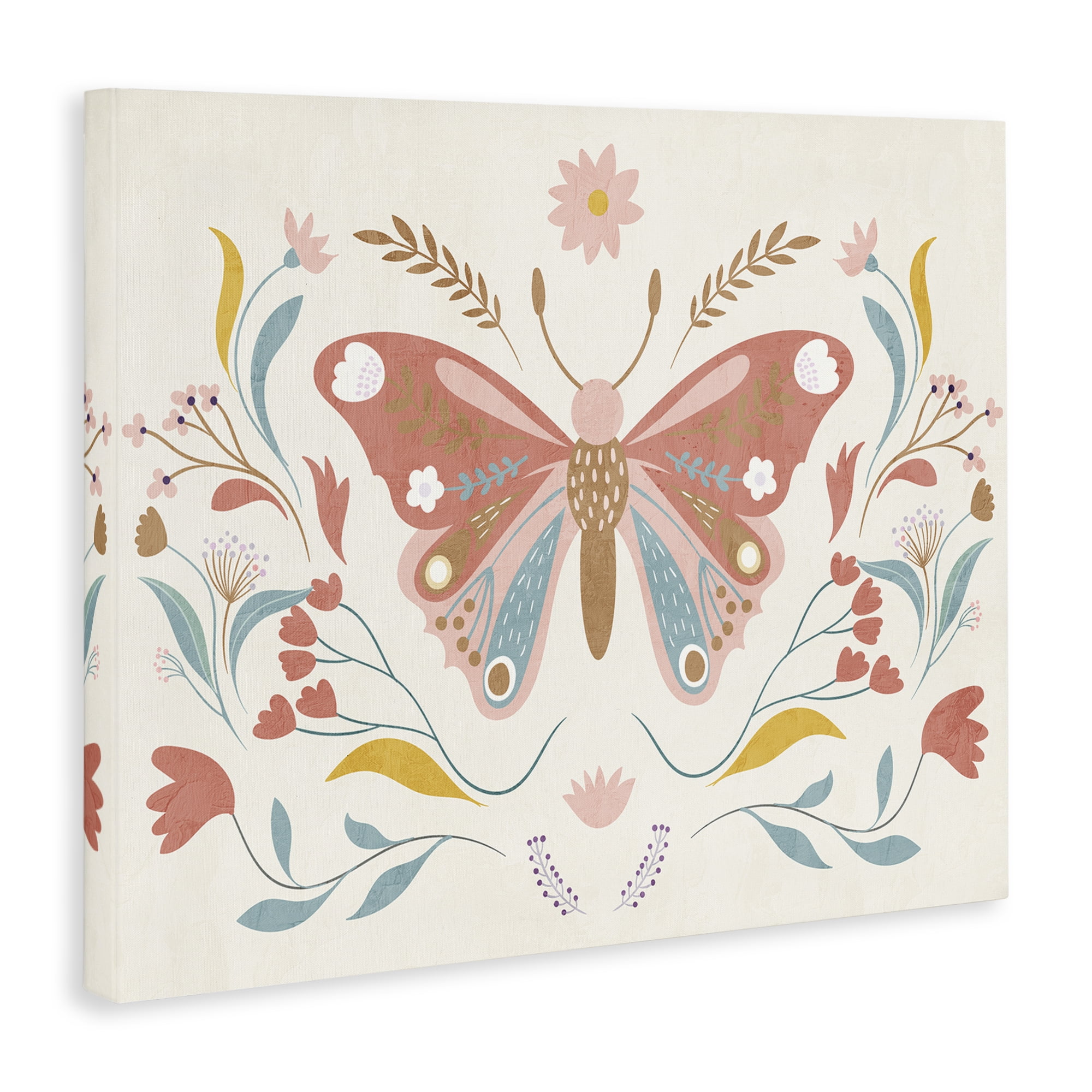 Stupell Industries Boho Folk Butterfly Insects Painting Wrapped Canvas Art Print Wall Art, 30 x 24