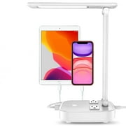 IMAGE 11.9" LED 2 AC Power Outlet Touch Dimmer Control Eye-Caring Desk Lamp