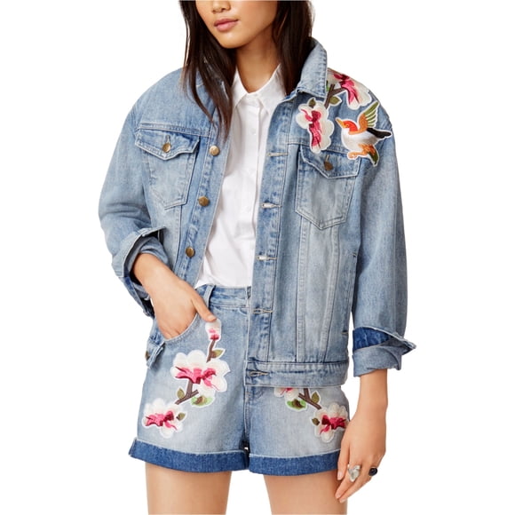 Chaqueta vaquera con parches Minkpink para mujer azul grande