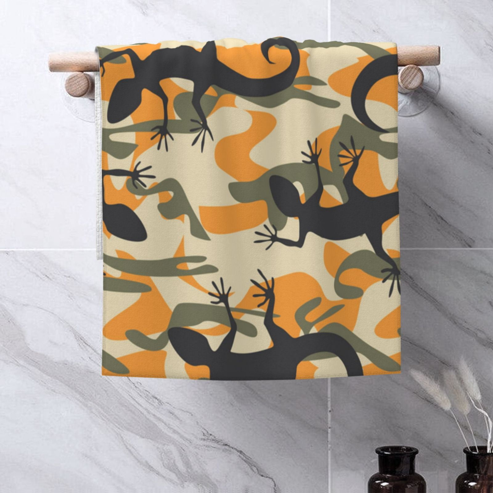 Lizard Camouflage Camo 27.5" x 16" Ultra Soft Hand Towel, Face Wash Cloth for Bathroom, Gym, Travel, Pool