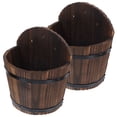 thumbnail image 6 of GETAJGHSD 2Pcs Wooden Flower Pot for Indoor and Outdoor in 9.3X8.1X5.5in, 6 of 7