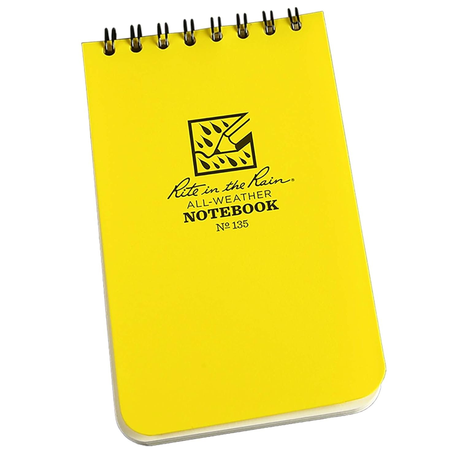 Rite in the Rain Spiral Notebook - Spiral Binding - 3 in x 5 in, Yellow — Home & Garage Storage, Stackable Design