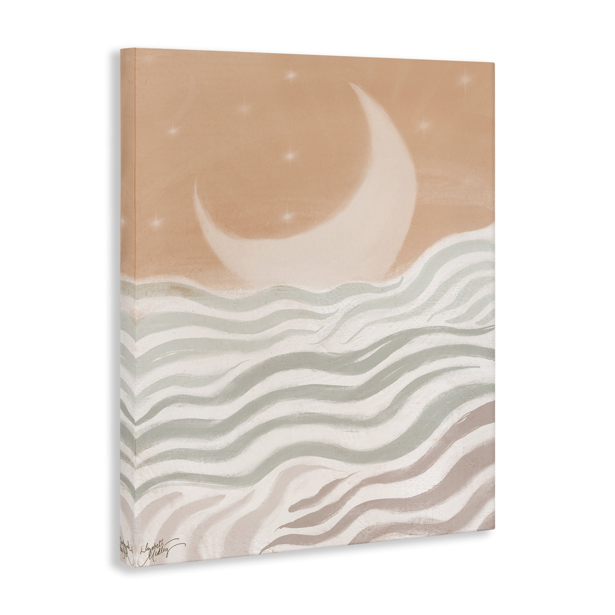 Stupell Industries Crescent Moon over Sea Landscape & Nature Painting Wrapped Canvas Art Print Wall Art, 16 x 20