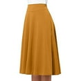thumbnail image 3 of Riforla Womens Skirts Comfy Basic Solid Color Stretch A-Line Flared High Waist Knit Skirt Knee Length Skirt Yellow XL, 3 of 4