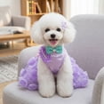 thumbnail image 4 of Purple Satin Dog Tutu Dress with Flower Decoration, S Size, Pet Formal Party, 4 of 8