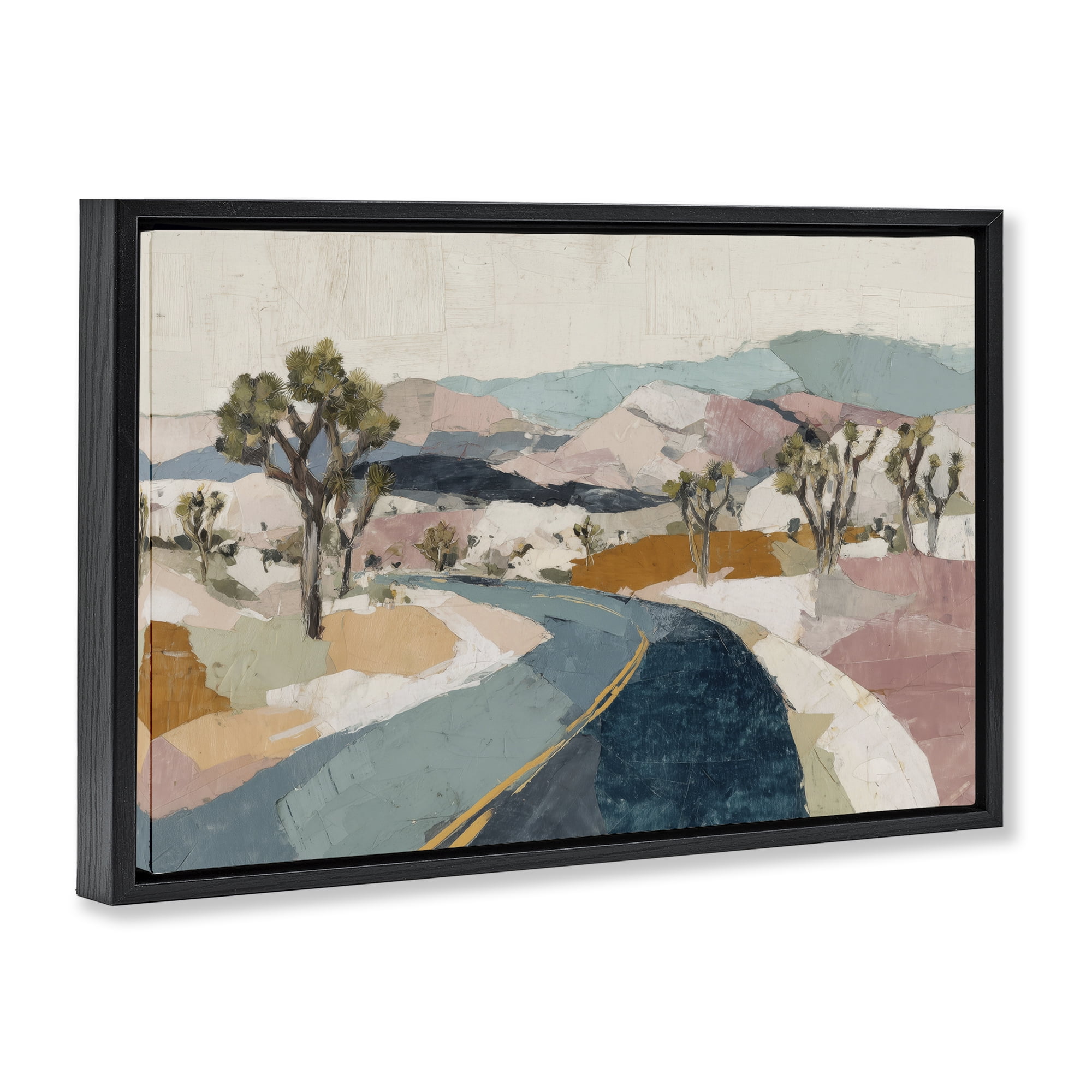 Stupell Industries Desert Highway Through Joshua Trees Black Framed Floater Canvas Wall Art, design by Chromatic Storm Studio