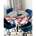 thumbnail image 5 of nqOlkjepod Grey Christmas Snowman Round Tablecloth, Fitted Table Cover with Elastic for 55"-60" Round Tables, Snowflake Winter Table Cloth Outdoor Indoor Dinning Party Waterproof Tablecloths, 5 of 6