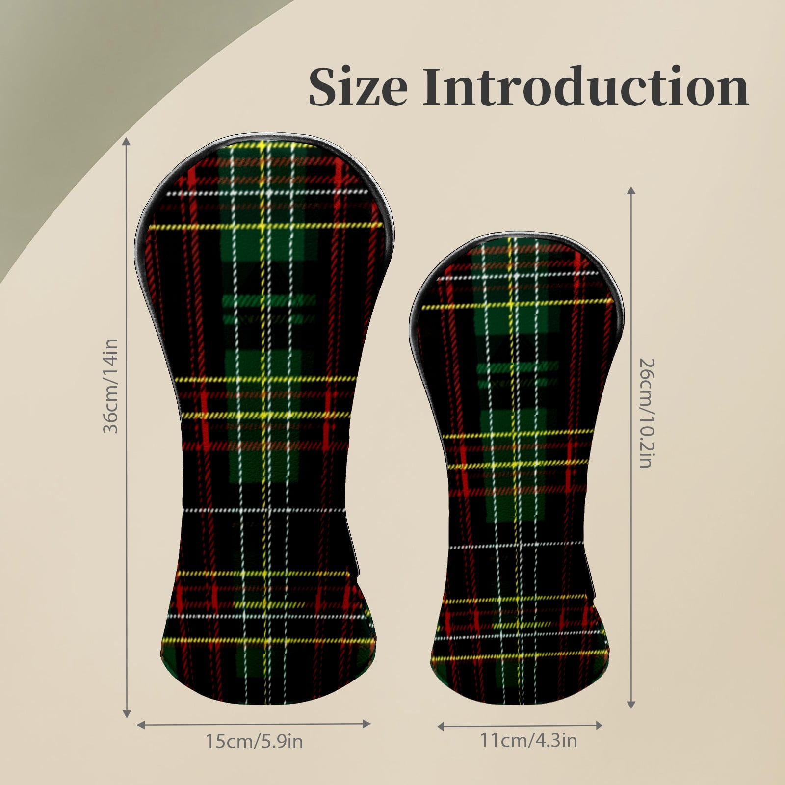 Golf Head Covers for Woods and Driver Waterproof Leather Golf Club Head Covers for Women Men Golf Driver Fairway Wood Headcover Dark Plaid Seamless Design