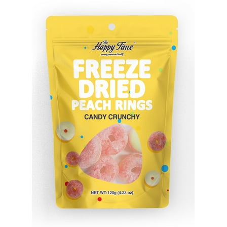 FREEZE DRIED PEACH RINGS CANDY CRUNCHY NET WEIGHT 120GR(4.23OZ)