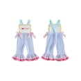 thumbnail image 2 of BemeyourBBs Toddler Baby Girls Summer Clothes Infant Baby Girl Fathers Day Outfit Romper Overalls Sleeveless I Love Dad Letter Heart Embroidery Stripe One Piece Jumpsuit Overalls Bell Bottom, 2 of 9