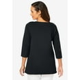 thumbnail image 2 of Jessica London Women's Plus Size Boatneck Tunic Top 3/4 Sleeve Shirt  Loose Fit, 2 of 5