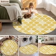 thumbnail image 6 of Round Area Rug 3ft, Yellow Bohemian Geometric Texture Non-Slip Non-Shedding Floor Mat, Abstract Moroccan Pattern Washable Sturdy Carpet for Living Room Bedroom Home Decor, 6 of 9