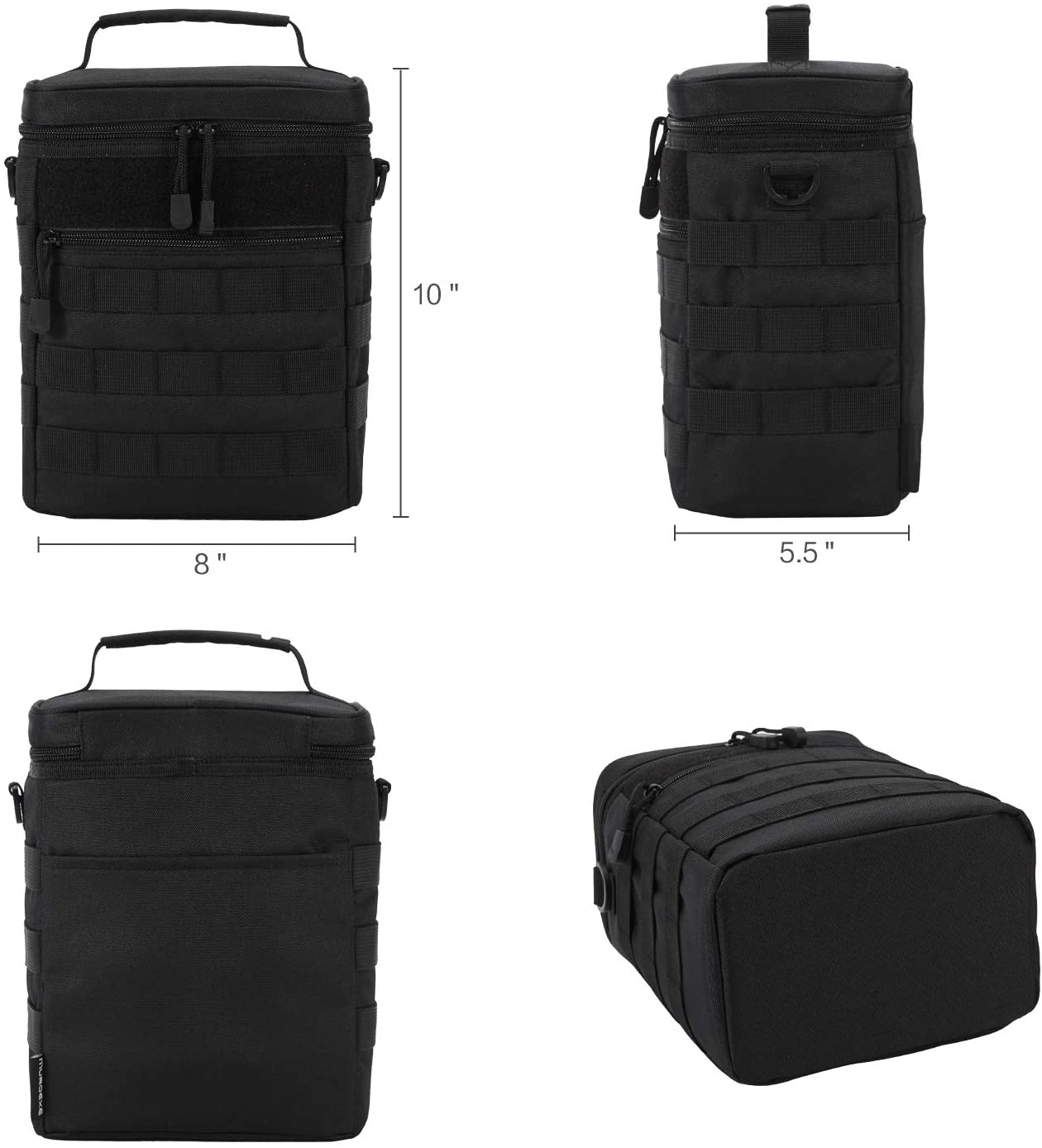 YoKelly Tactical Lunch Bag Military Molle Lunch Box Picnic Beach Leak Proof  Lunch Kit Tote Bag 7L Molle Black