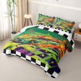 thumbnail image 3 of Erosebridal Vintage Green Racing Car Twin Quilt Set for Boys,Cartoon Orange Flames Twin Coverlet Set Teens, 3 of 7