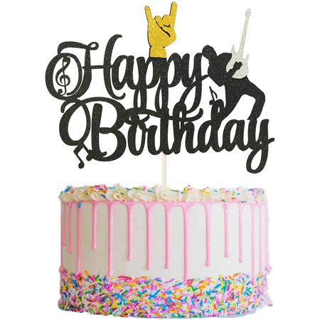 Music Cake Topper Glittery Rock Star Birthday Cake Topper Music Happy Birthday Cake Topper For Rock Star Birthday Party Decorations Musical Rock Theme Birthday Party Supplies Walmart Canada