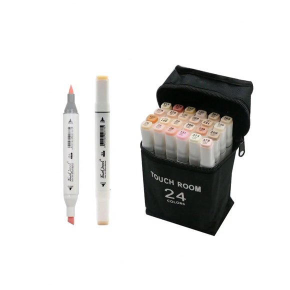 Bview Art Dual Tip Alcohol Based Flesh Color Marker Pen Set 24colors Skin Tone&Hair Art Markers