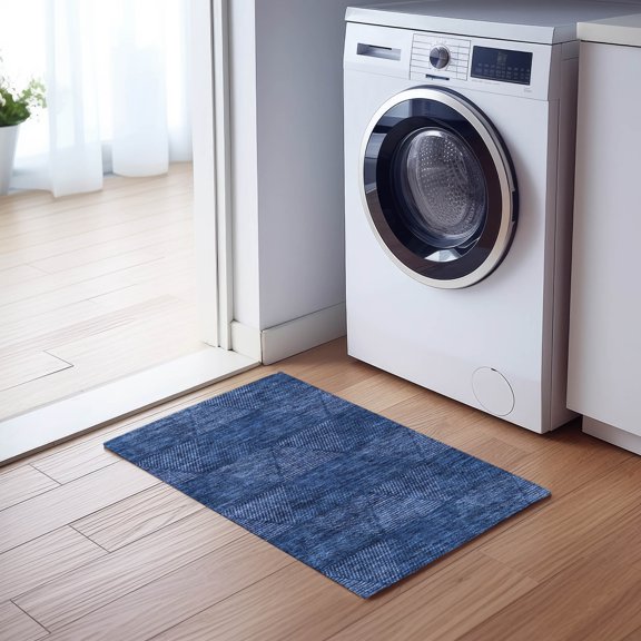 Addison Rugs Chantille Indoor/Outdoor Transitional Geometric Navy Washable Rectangle Rug, 1'8" x 2'6"