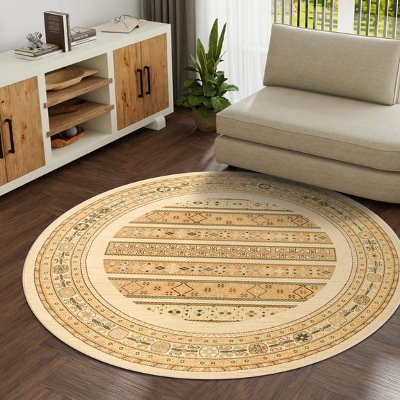 Unique Loom Fars Collection Area Rug - Pasadena (6' 1" Round Ivory/Cream)