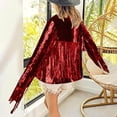 thumbnail image 5 of Sequin Fringe Jacket Shiny Disco Cowgirl Outfit Sparkly Theme Y2K 90s Streetwear Jacket Glitter Tassel Coat Long Sleeve Open Front Jacket Fall Outfits Red One Size, 5 of 7