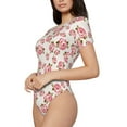 thumbnail image 5 of Cauagu Rose Flowers Women's Crew Neck Round Short Sleeve T Shirts Tops Bodysuit Daily Jumpsuit-X-Large, 5 of 7