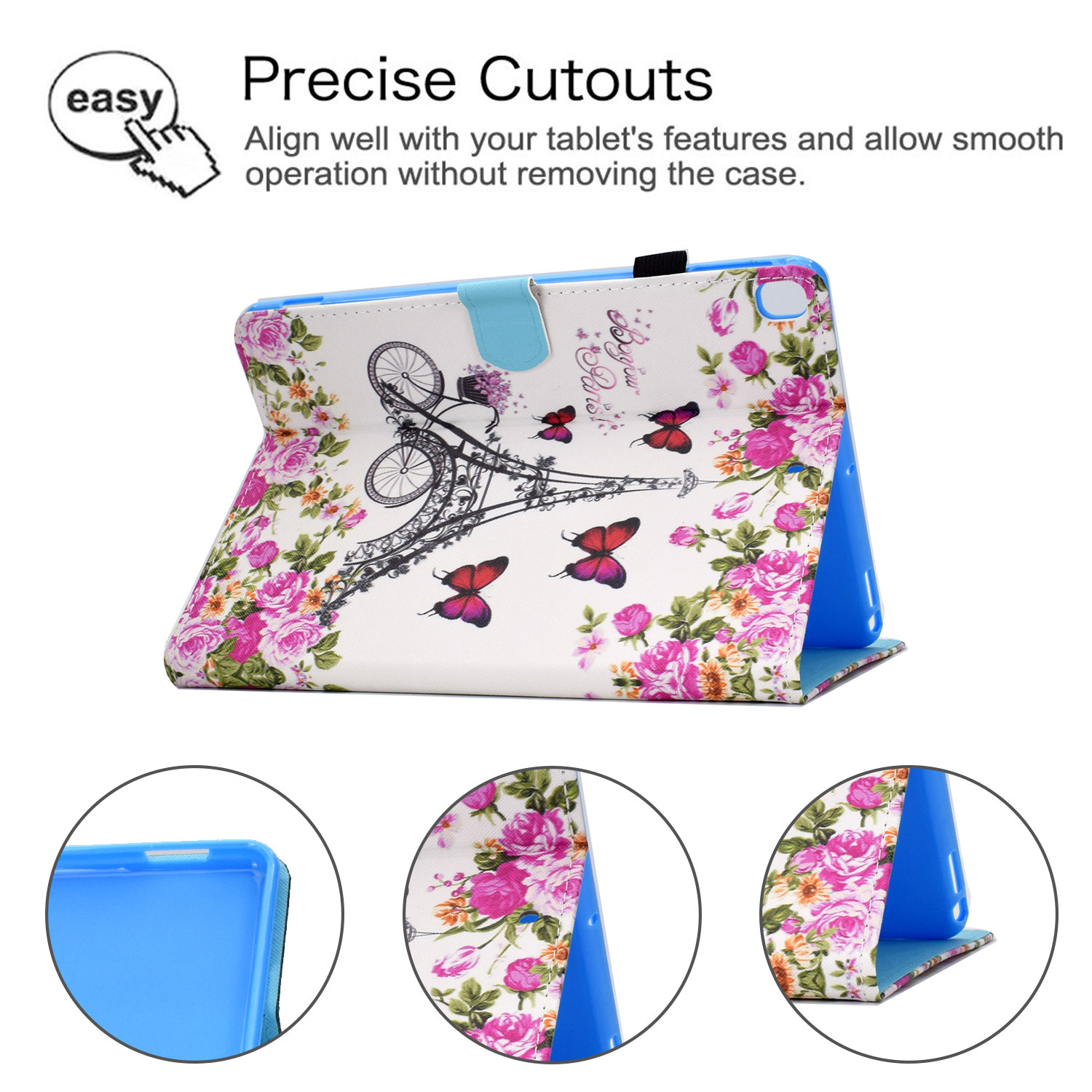 Allytech iPad 10.2" Case Cover with Pencil Holder, PU Leather Slim Shell Flip Multi Angle Stand Auto Sleep Wake Shockproof Full Protection TPU Back Cover for Apple iPad 10.2" 2019, Flower Tower
