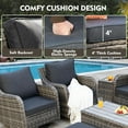 thumbnail image 4 of MEISSALIVVE 7 Pieces Outdoor Patio Furniture Set, Wicker Patio Conversation Set with Swivel Chairs, Patio Sectional Furniture Set with Loveseat, 2 Ottomans and Dining Table (Grey), 4 of 9