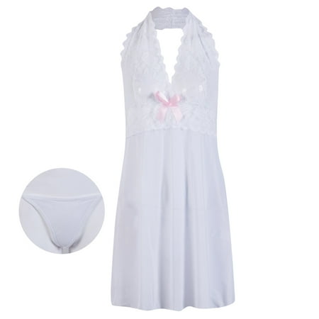 FOCUSNORM Women Lace Lingerie G-string Babydoll Night Dress