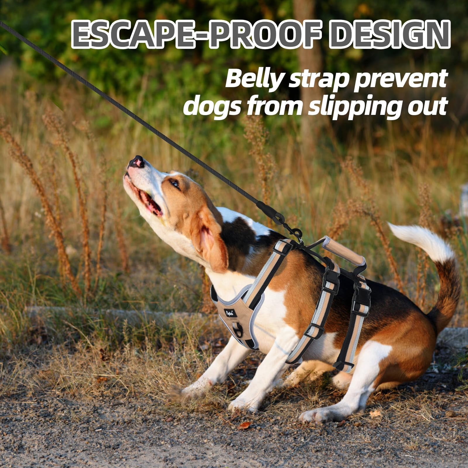 Escape Proof Dog Harness With Padded Handle  No Pull Pet Vest Durable Reflective For Medium Large Dogs Walking And Running Moccasin M