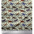 thumbnail image 1 of Soimoi Polyester Crepe Fabric Leaves & Running Horse Animal Decor Fabric Printed Yard 42 Inch Wide, 1 of 3