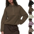 thumbnail image 2 of Gnshining Half Zip Fleece Sweatshirt for Women Long Sleeve Collared Tops Fall Fashion Loose Warm Solid Color Pullovers with Pocket, 2 of 6