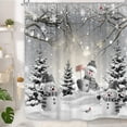 thumbnail image 2 of Jbralid Farmhouse Winter Christmas Shower Curtain, Cute Snowman Snow Forest Pine Tree Scene Shower Curtain for Bathroom Rustic Xmas Snowflake Holiday Gray Bathroom Accessories 72"X72", 2 of 6
