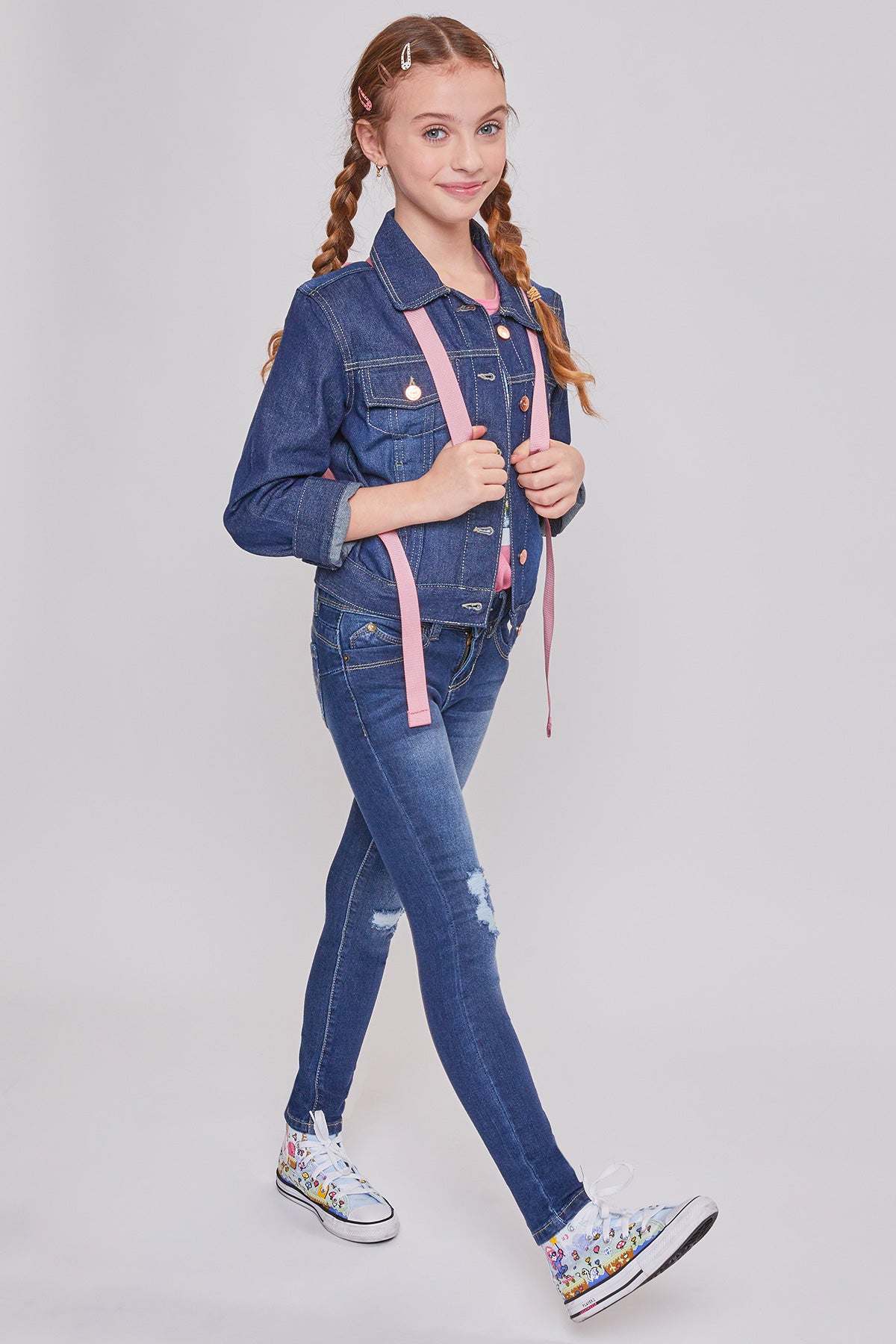 YMI Jeans Girls WannaBettaFit 1-Button Skinny Jean Made with Recycled Fibers