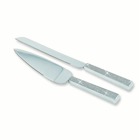 Silver Plated Server - Nickel Plated Silver Glitter Cake Knife Server Set Hostes Household Entertaining Flatware Serving For Women