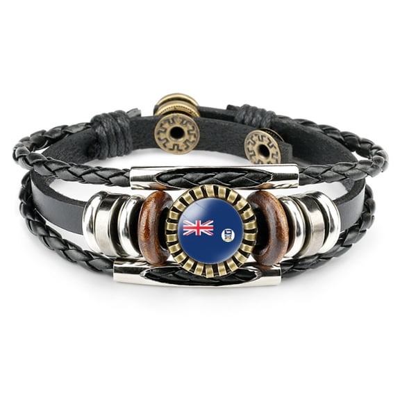 Uijokdef Country Flag Leather Bracelet, Multilayer Black Leather Bracelets (South America )