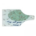 thumbnail image 1 of Doodle Cutting Board, May All Your Dreams Come True Lettering with Floral Ornaments on a Round, Decorative Tempered Glass Cutting and Serving Board, in 3 Sizes, by Ambesonne, 1 of 2