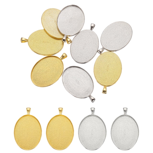 Uxcell 10 Pcs Bandejas de colgante para hacer joyas, 30 x 40mm Pendientes en blanco de aleación de zinc