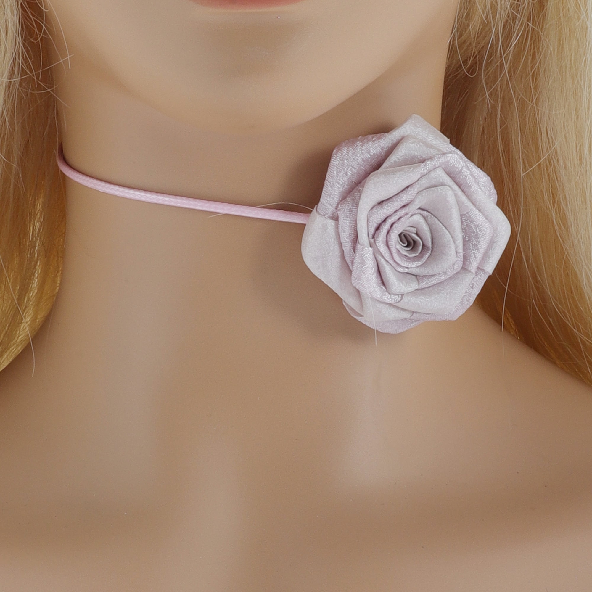 Unique Bargains Fashion Rose Adjustable Choker Necklace for Women Purple, Light Pink
