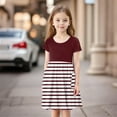 thumbnail image 5 of Lumtrix Girls Short Sleeve Boho Polka Dot A-Line Dress with Pockets Summer Casual Lightweight Sundress for 3-14 Years Wine 150, 5 of 8