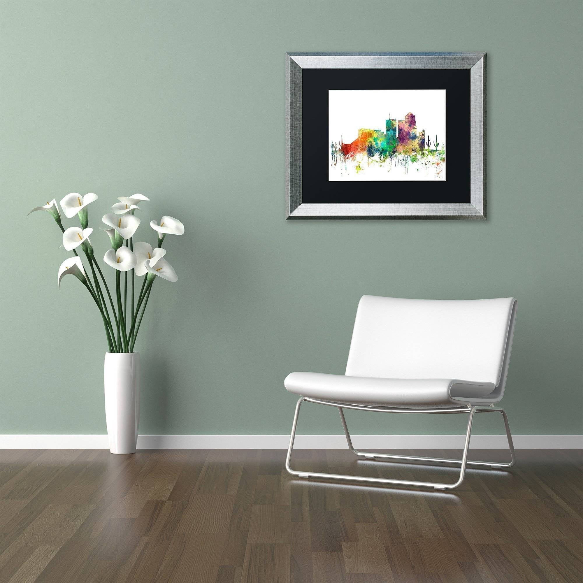 Trademark Fine Art "Tucson Arizona Skyline SP" Canvas Art by Marlene Watson, Black Matte, Silver Frame