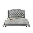 thumbnail image 2 of Home Design Aiden Wingback King Upholstered Panel Bed Frame with Tufted Headboard for Adult, Silver Gray, Easy Assembly, 2 of 5