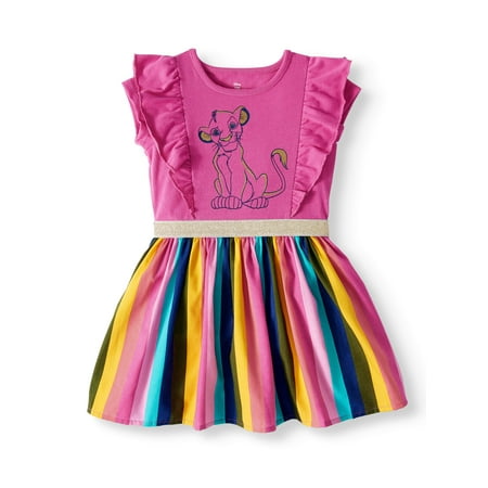 The Lion King Short Sleeve Ruffle Dress with Rainbow Skirt (Toddler Girls)