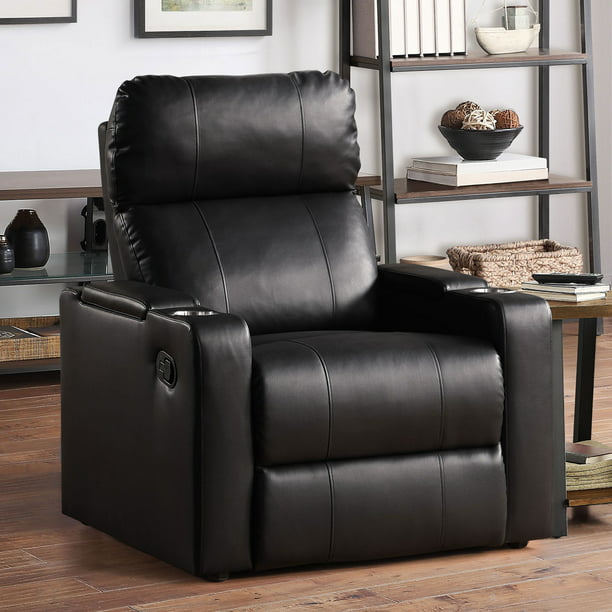 Mainstays Home Theater Recliner With, Leather Reclining Theater Sofa