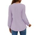 thumbnail image 5 of Fantaslook Eyelet Blouses for Women Dressy Casual Long Sleeve Shirts Crew Neck Fall Trendy Tops, 5 of 9